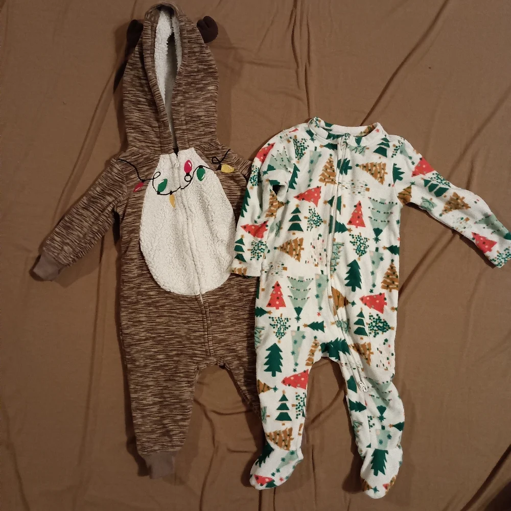 2pc Baby Christmas Fleece Footie Pajamas